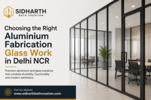 Aluminium Fabrication Glass Work in Delhi NCR with modern aluminium and glass office partitions