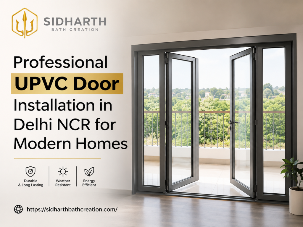 Professional UPVC Door Installation in Delhi NCR for modern homes by Sidharth Bath Creation