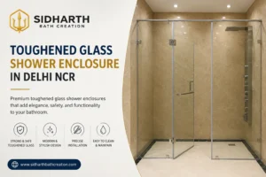 Toughened Glass Shower Enclosure in Delhi NCR with modern bathroom design