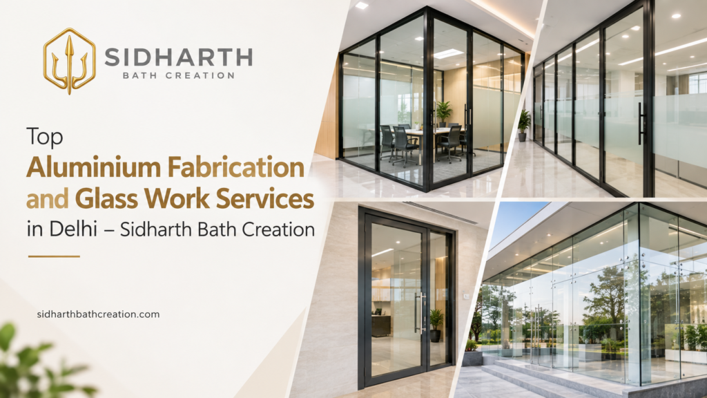 Aluminium Fabrication Glass Work Services in Delhi by Sidharth Bath Creation